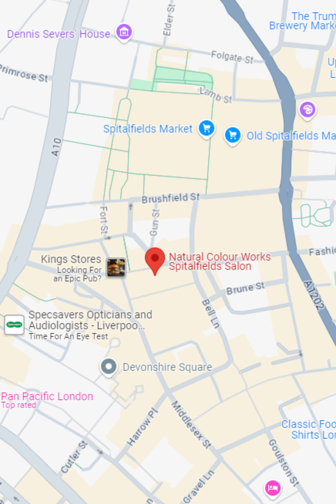 Natural Colour Works Spitalfields London Salon map